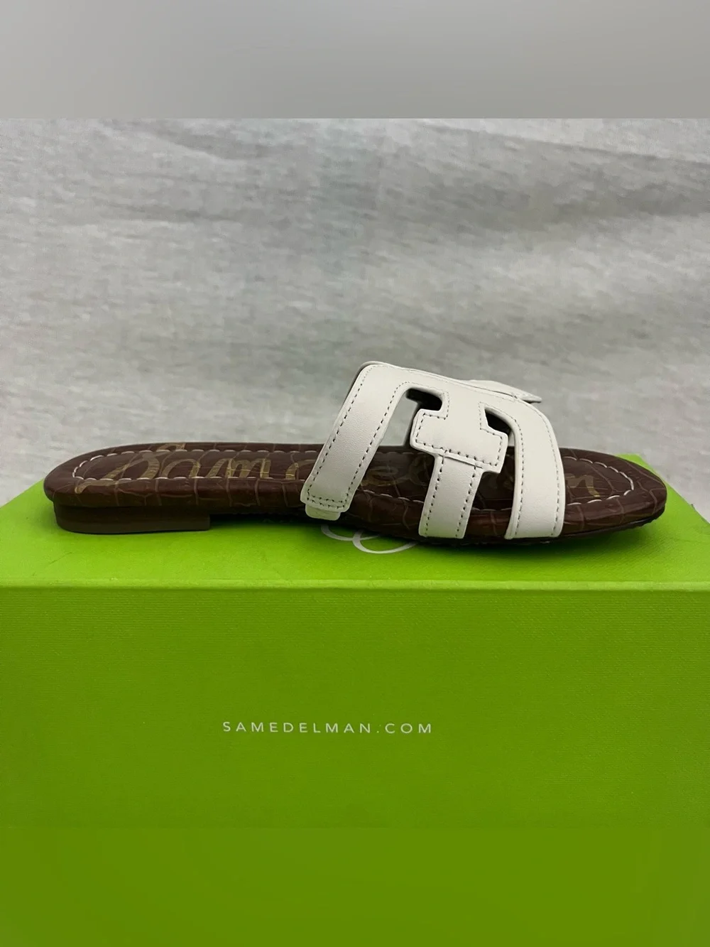 Sam Edelman Bay White Leather Cutout Slide Sandals